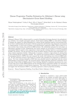 Disease Progression Timeline Estimation for Alzheimer's Disease using
  Discriminative Event Based Modeling