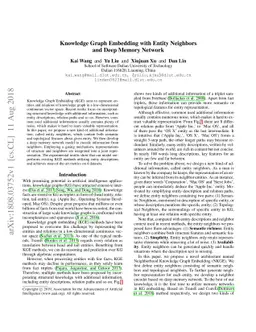 Knowledge Graph Embedding with Entity Neighbors and Deep Memory Network
