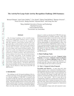 The ActivityNet Large-Scale Activity Recognition Challenge 2018 Summary