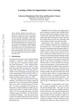 Learning a Policy for Opportunistic Active Learning