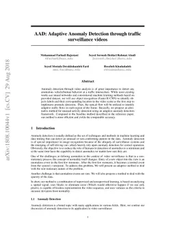 AAD: Adaptive Anomaly Detection through traffic surveillance videos