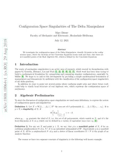 Configuration Space Singularities of The Delta Manipulator