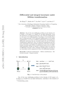 Differential and integral invariants under Mobius transformation