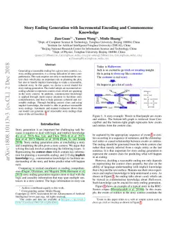 Story Ending Generation with Incremental Encoding and Commonsense
  Knowledge