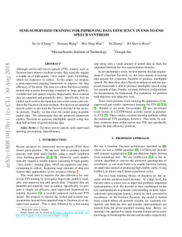 Semi-Supervised Training for Improving Data Efficiency in End-to-End
  Speech Synthesis