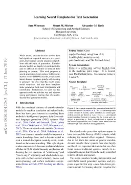 Learning Neural Templates for Text Generation