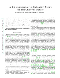On the Composability of Statistically Secure Random Oblivious Transfer