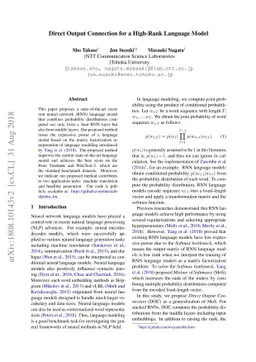 Direct Output Connection for a High-Rank Language Model