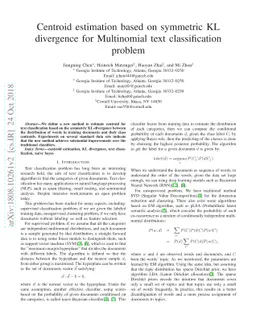 Centroid estimation based on symmetric KL divergence for Multinomial
  text classification problem