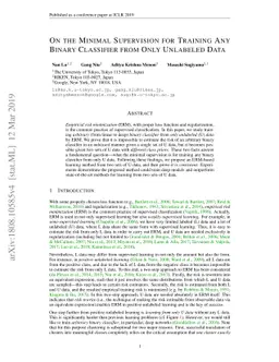On the Minimal Supervision for Training Any Binary Classifier from Only
  Unlabeled Data