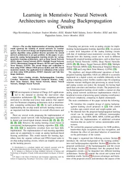 Learning in Memristive Neural Network Architectures using Analog
  Backpropagation Circuits