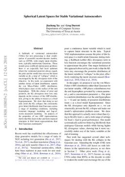 Spherical Latent Spaces for Stable Variational Autoencoders
