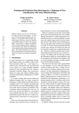 Training and Prediction Data Discrepancies: Challenges of Text
  Classification with Noisy, Historical Data