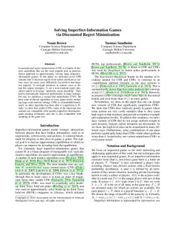 Solving Imperfect-Information Games via Discounted Regret Minimization