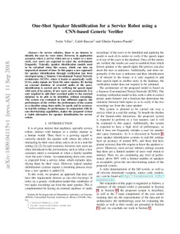 One-Shot Speaker Identification for a Service Robot using a CNN-based
  Generic Verifier