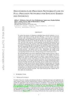 Discovering Low-Precision Networks Close to Full-Precision Networks for
  Efficient Embedded Inference