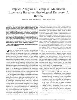 Implicit Analysis of Perceptual Multimedia Experience Based on
  Physiological Response: A Review