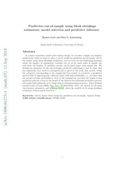 Prediction out-of-sample using block shrinkage estimators: model
  selection and predictive inference