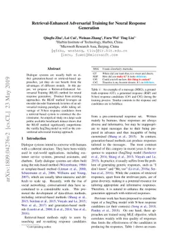 Retrieval-Enhanced Adversarial Training for Neural Response Generation