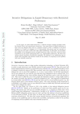 Iterative Delegations in Liquid Democracy with Restricted Preferences
