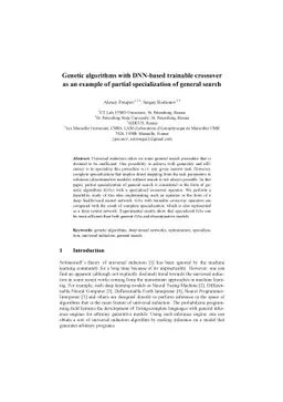Genetic algorithms with DNN-based trainable crossover as an example of
  partial specialization of general search
