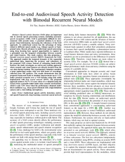 End-to-end Audiovisual Speech Activity Detection with Bimodal Recurrent
  Neural Models