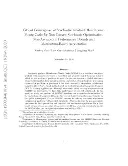 Global Convergence of Stochastic Gradient Hamiltonian Monte Carlo for
  Non-Convex Stochastic Optimization: Non-Asymptotic Performance Bounds and
  Momentum-Based Acceleration