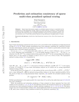 Prediction and estimation consistency of sparse multi-class penalized
  optimal scoring