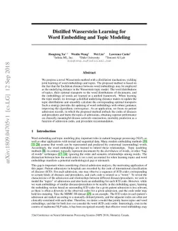 Distilled Wasserstein Learning for Word Embedding and Topic Modeling