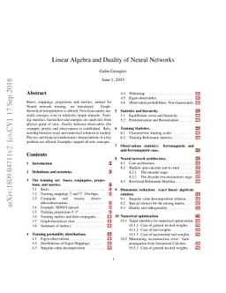 Linear Algebra and Duality of Neural Networks