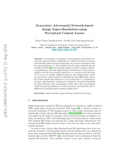 Generative adversarial network-based image super-resolution using
  perceptual content losses