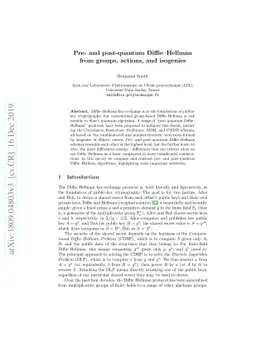 Pre- and post-quantum Diffie-Hellman from groups, actions, and isogenies