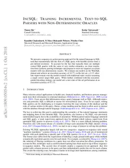 IncSQL: Training Incremental Text-to-SQL Parsers with Non-Deterministic
  Oracles