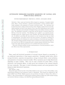 Automatic Debiased Machine Learning of Causal and Structural Effects