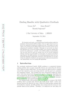 Dueling Bandits with Qualitative Feedback