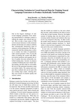 Characterizing Variation in Crowd-Sourced Data for Training Neural
  Language Generators to Produce Stylistically Varied Outputs