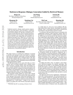 Skeleton-to-Response: Dialogue Generation Guided by Retrieval Memory