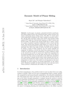 Dynamic Model of Planar Sliding