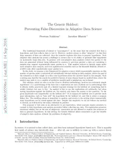 The Generic Holdout: Preventing False-Discoveries in Adaptive Data
  Science