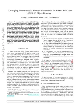 Leveraging Heteroscedastic Aleatoric Uncertainties for Robust Real-Time
  LiDAR 3D Object Detection