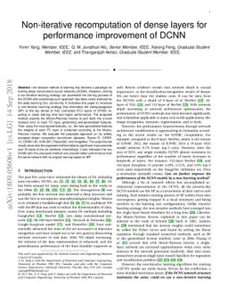 Non-iterative recomputation of dense layers for performance improvement
  of DCNN