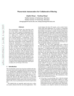 Wasserstein Autoencoders for Collaborative Filtering