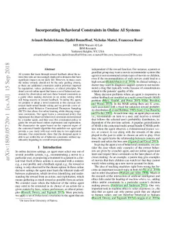 Incorporating Behavioral Constraints in Online AI Systems