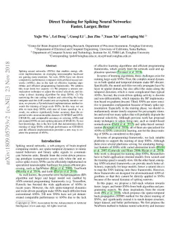 Direct Training for Spiking Neural Networks: Faster, Larger, Better