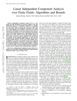 Linear Independent Component Analysis over Finite Fields: Algorithms and
  Bounds