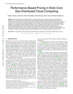 Performance-Based Pricing in Multi-Core Geo-Distributed Cloud Computing