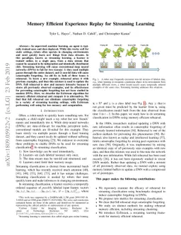 Memory Efficient Experience Replay for Streaming Learning