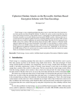 Ciphertext Outdate Attacks on the Revocable Attribute-Based Encryption
  Scheme with Time Encodings