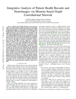 Integrative Analysis of Patient Health Records and Neuroimages via
  Memory-based Graph Convolutional Network