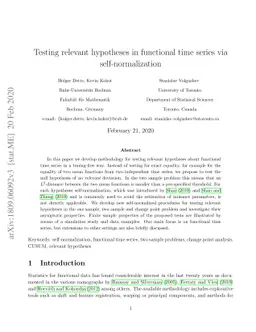 Testing relevant hypotheses in functional time series via
  self-normalization